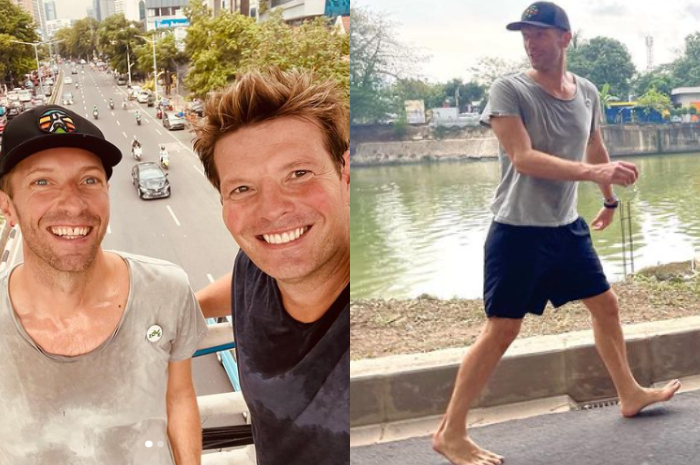 Coldplay Tiba di Indonesia, Chris Martin Asyik Nyeker dengan Kaos Belel di Jalanan Jakarta