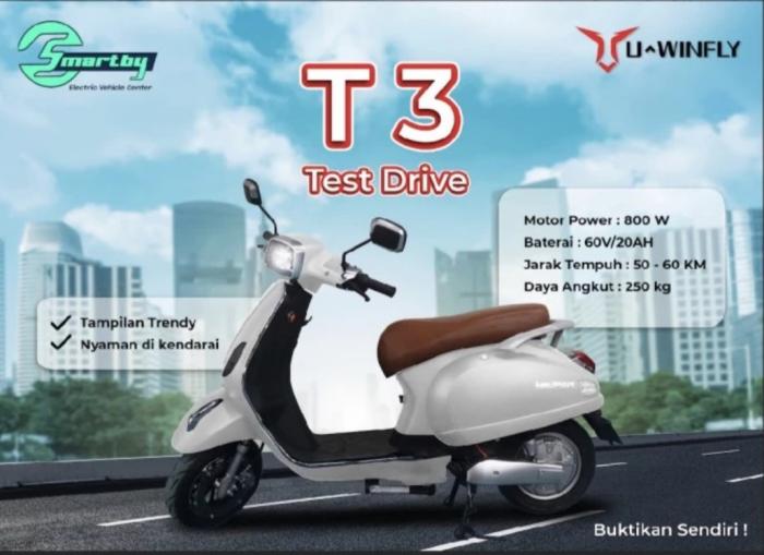 Murah dan Bergaya Vespa! Motor Listrik Uwinfly T3 Cocok untuk Dimiliki, Penasaran Spesifikasinya?