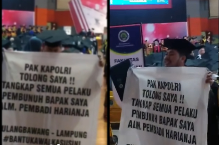 Bentangkan Spanduk di Wisuda UM, Mahasiswa Minta Kapolri Usut Kematian Ayahnya