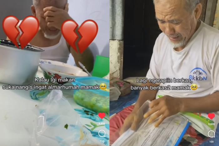 Sungguh Sedih, Bapak Ini Selalu Ingat Almarhum Istrinya hingga Menangis, Warganet: Pasti Cinta Banget