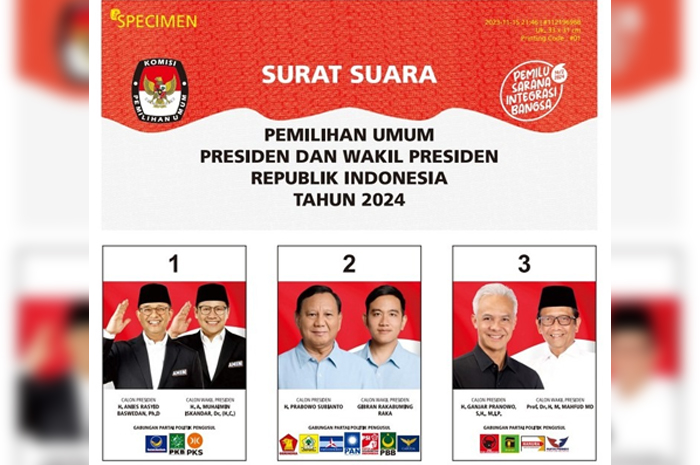 KPU Rilis Desain Resmi Surat Suara Pilpres 2024
