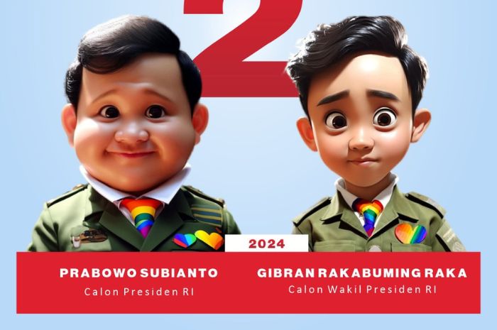 Poster Animasi Prabowo Subianto dan Gibran Rakabuming Dibalut Simbol LGBT, Tim Kampanye Sebut Fitnah