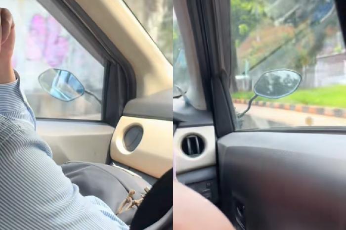 Ngakak! Kaca Spion Mobil Ini Diganti Pakai Spion Motor, Netizen: Beda Dikit Gak Ngaruh