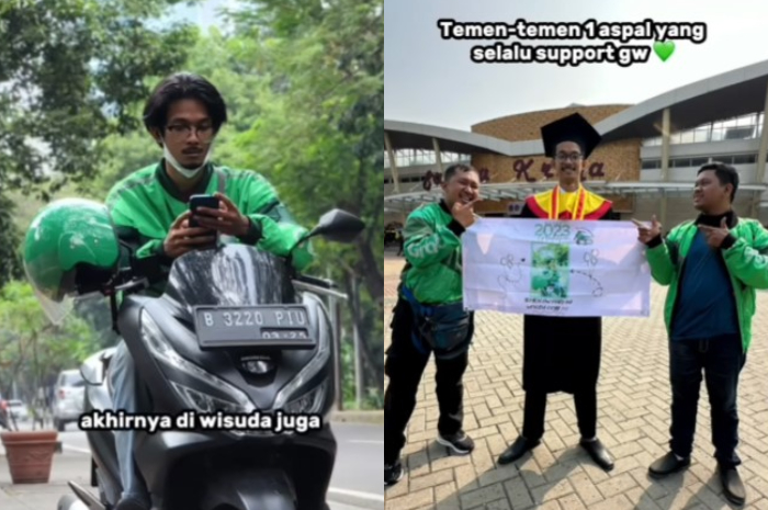 Momen Bahagia Driver Ojol Berhasil Jadi Sarjana seusai 4 Tahun Kuliah, Kawan-Kawannya Ikut Rayakan Hari Wisuda