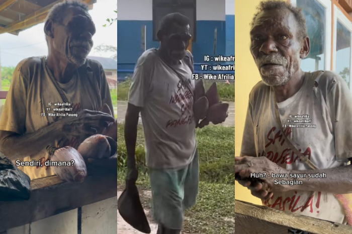 Siapkan Tisu! Ini Momen Seorang Bapak Rela Hujan-Hujanan Demi Tukar Ikan dan Jantung Pisang dengan Mi instan