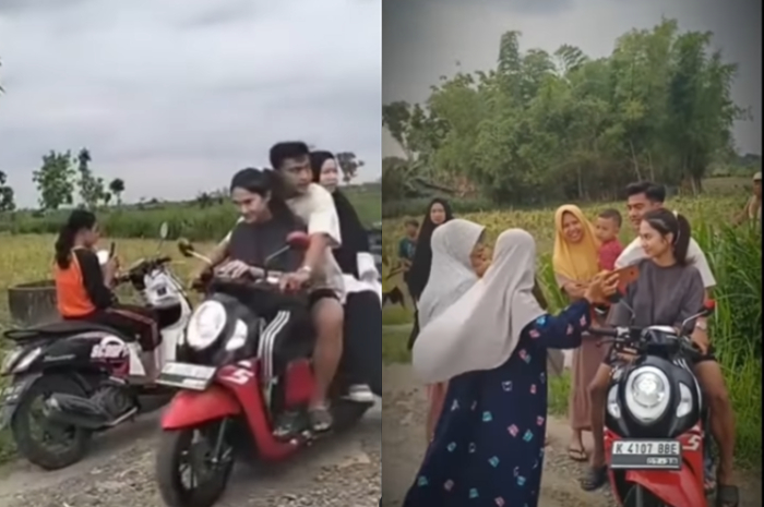 Momen Pratama Arhan Bonceng Azizah Salsha dan Mertua di Kampung Halamannya