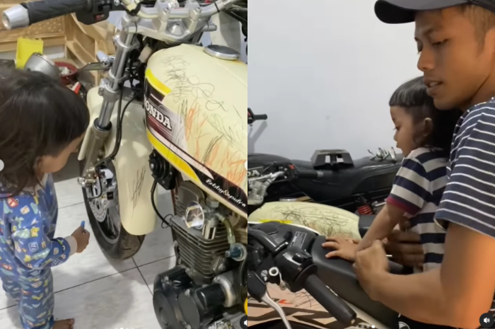 Anaknya Coret Motor Kesayangan Ayahnya, Si Ibu Justru Cuma Rekam, Netizen: Hargai Perasaan Suami