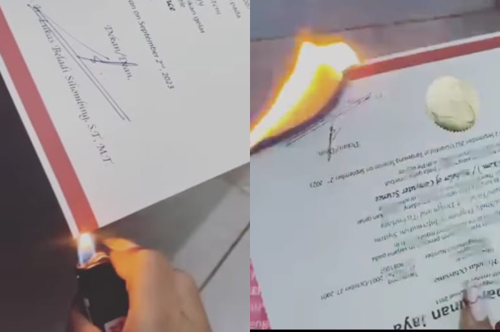 Viral! Wanita Ini Bakar Ijazah Milik Pacarnya Gara-Gara Masalah Helm, Netizen: Cegil Sesungguhnya! 