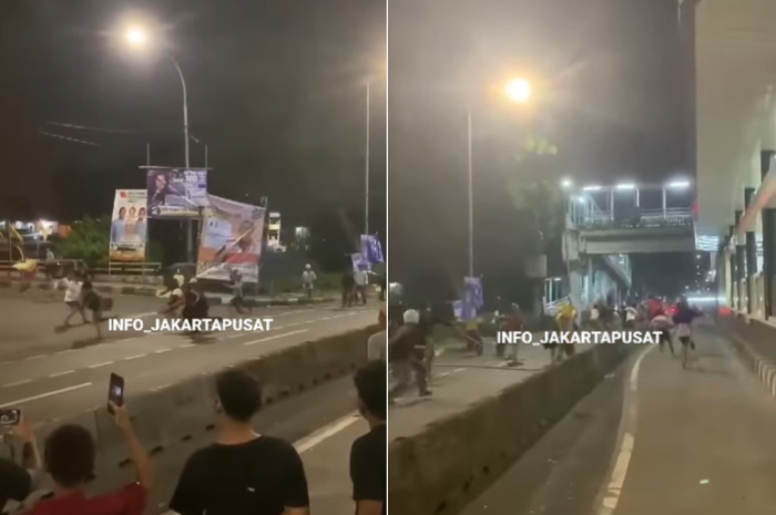 Viral, Dua Geng Motor Tawuran di Jakpus, Satu Anggota Kena Sabetan Sajam