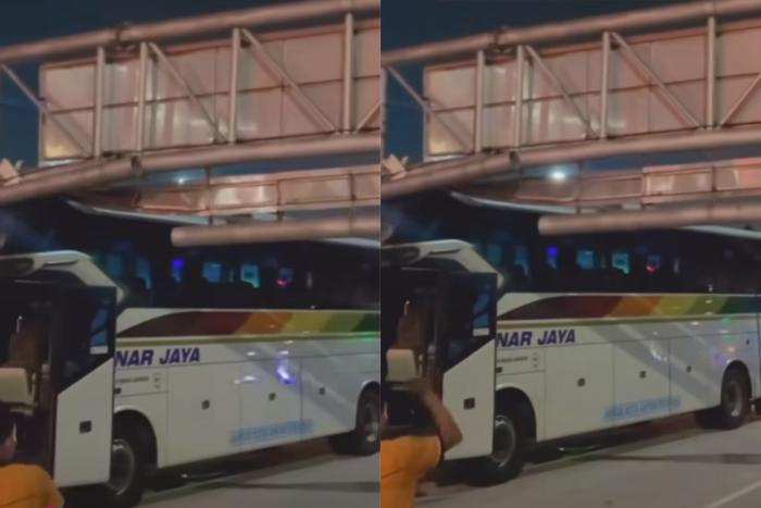 Waduh, Bus Ini Terobos Portal Pembatas Ketinggian hingga Rusak di Gerbang Tol Cikampek