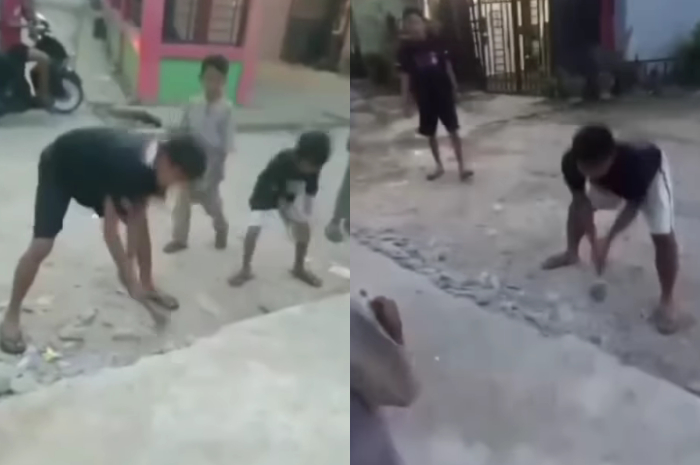 Seorang Warga di Nunukan Kalimantan Utara Hancurkan Jalan Cor yang Baru Kering, Netizen: SDM Rendah!