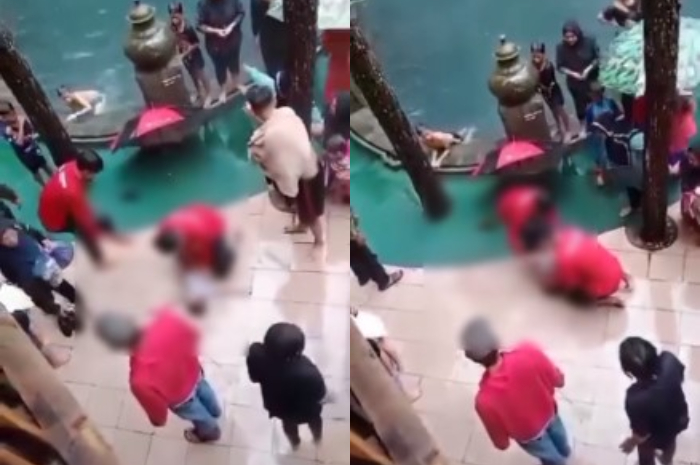 Detik-Detik Balita Mendapat Pertolongan Seusai Ditemukan Mengambang di Kolam Renang Guci Tegal, Warganet Miris