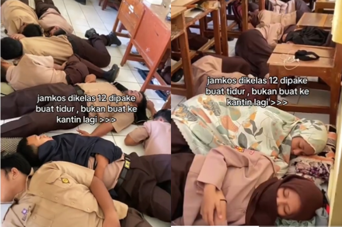 Manfaatkan Jam Kosong, Pelajar SMA Ini Tidur Berjamaah di Ruang Kelas