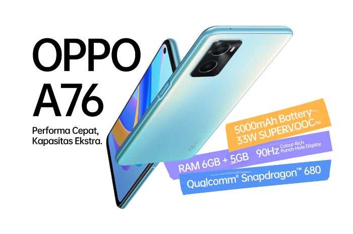 Hp Oppo A76, Smartphone Murah Rp2 Jutaan dengan Spesifikasi Chipset Snapdragon 680