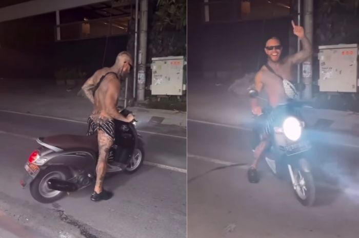 Viral! WNA di Bali Ugal-Ugalan Pakai Motor Scoopy Rental, Netizen: Obatnya Abis