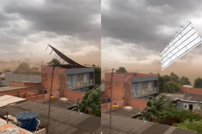 Detik-Detik Atap Rumah Warga Terlepas karena Terkena Angin Kencang, Nyaris Kena Orang!