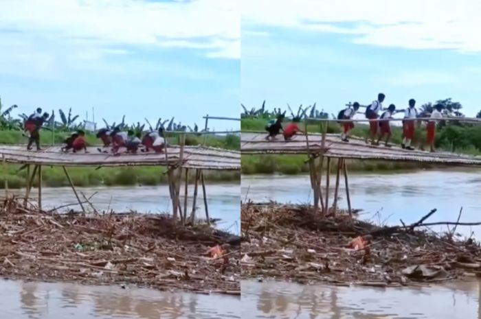 Viral Siswa SD di Cilacap Berjuang Melewati Jembatan Miring, Netizen: Pemerintah Kemana?