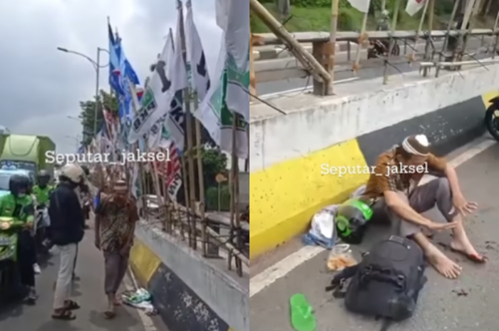 Pasutri Kecelakaan di Flyover Mampang Diduga Akibat Jalan Terhalang Bendera Parpol, Netizen Geram