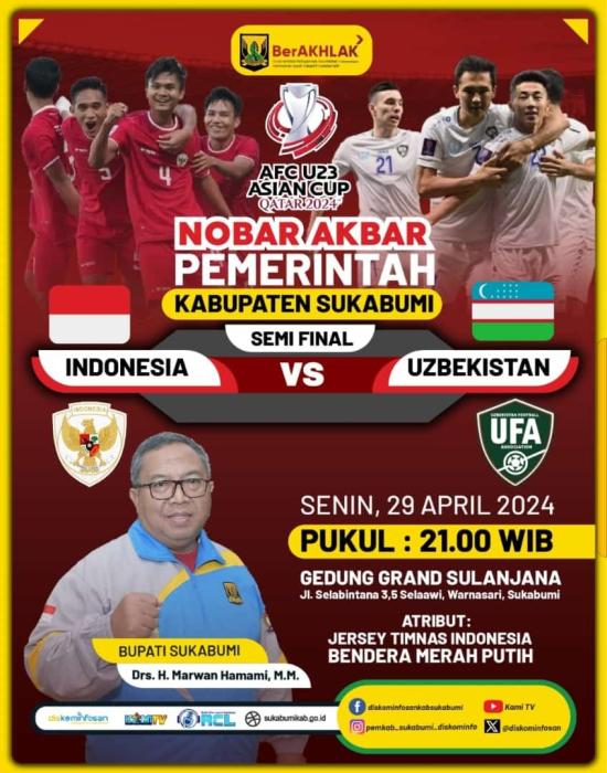 Wujudkan Dukungan Bagi Timnas Indonesia, Bupati Sukabumi Gelar Nobar Akbar di Grand Sulanjana