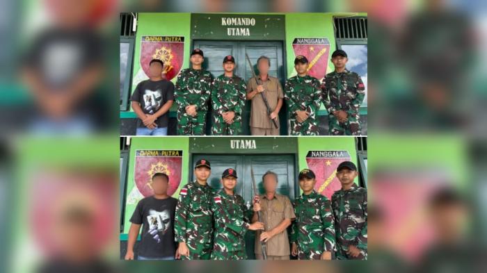 Berkat Komsos Persuasif dan Humanis, Pos Kout Satgas Pamtas Yonarmed 13/Nanggala/1/1 Kostrad Terima Penyerahan Senjata Api Rakitan secara Sukarela dari Tokoh Adat Desa Bekuan Kalbar