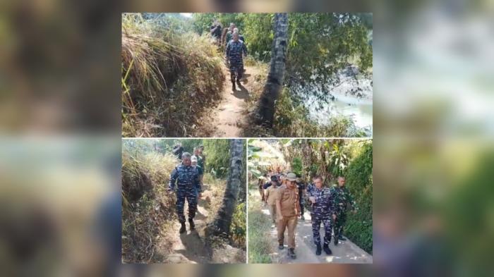 Gandeng PT CMNP, Kadister Koarmada TNI AL Tinjau Lokasi Perencanaan Pembangunan Jembatan Leuwidinding Jampangtengah-Gunungguruh Kabupaten Sukabumi